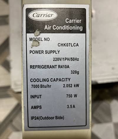Carrier window ac 0.75 ton working condition