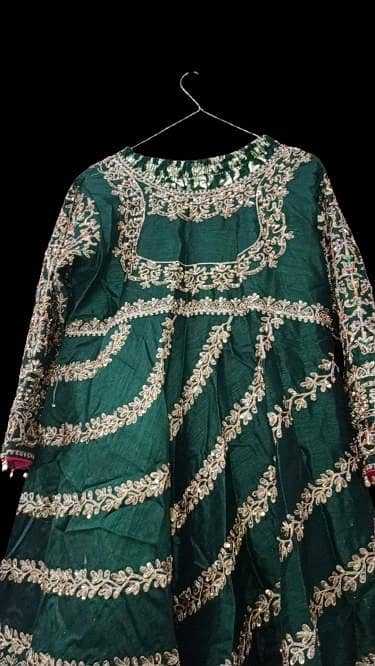 Elegant Bottle Green Embroidered Floral Frock – Beautiful Party Wear