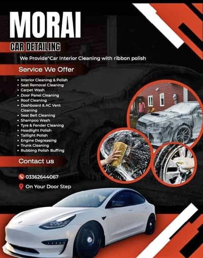 car interior cleaning with ribbon polish service available door step