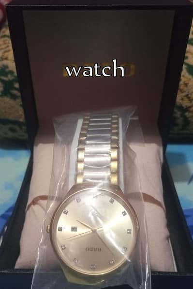 Men's Two Tone Golden Watch With Box -Brand New Unused Stylish Men