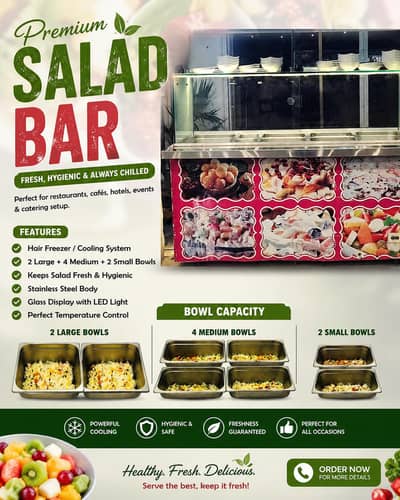 **Premium Salad Bar Counter with Hair Freezer – Excellent Condition**