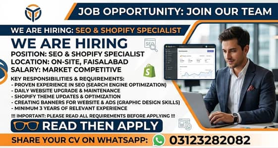 SEO, SHOPIFY EXPERT, GRAPHICS DESIGNER
