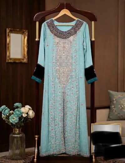 Luxury aqua blue formal suit