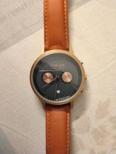 Uncle Jack Chronograph Men's Watch | Black Dial | Brown Leather Strap