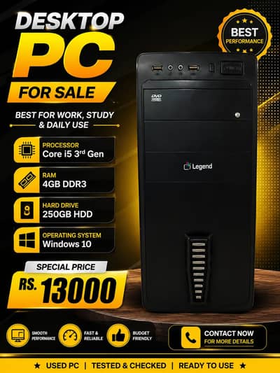 intel Core i5 3rd Gen 4gb Ram 250Gb Hard For Sale