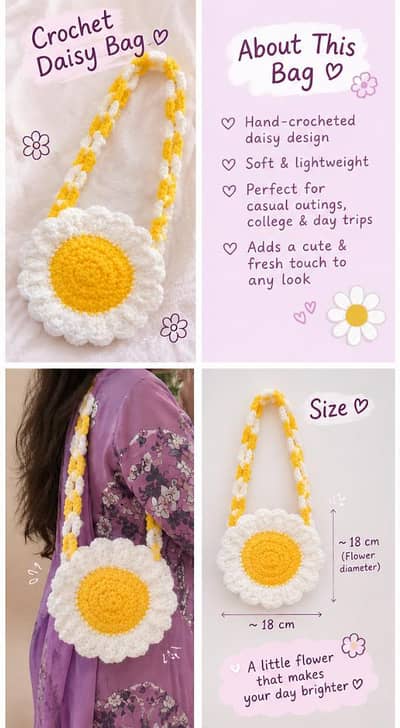 crochet daisy bag