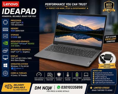 Leno IdeaPad i5 11th gen 8ram/512ssd 2gb dedicated graphics