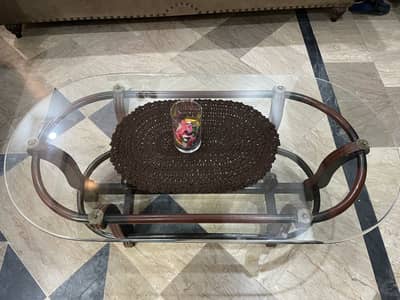 3 Glass Top Center Table Set | Wooden Frame
