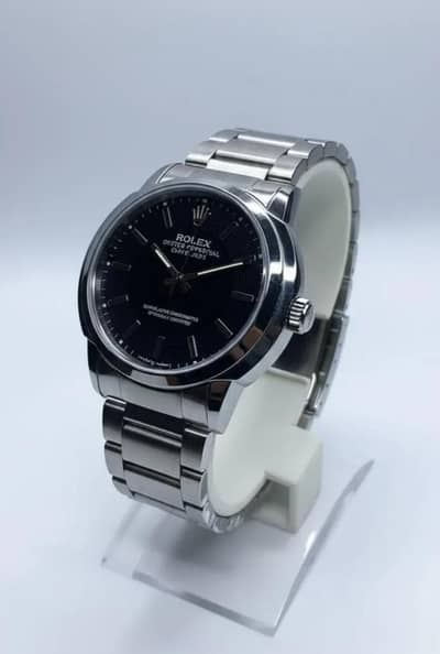 Men's Stainless Steel Black Dial 34mm