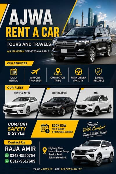 Rent a car islamabad, alto,civic,brv,city Prado , V8 , Car for Rent