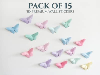 3D Premium Paper Butterflies For Wall Decoration (Pack of 15)