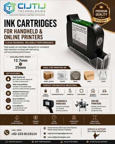 TIJ PRINTERS CARTRIDGE 12.7MM(SOLVENT BASE)