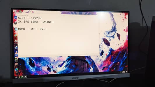 Acer 25inch 2k (1440p) monitor 60hz
