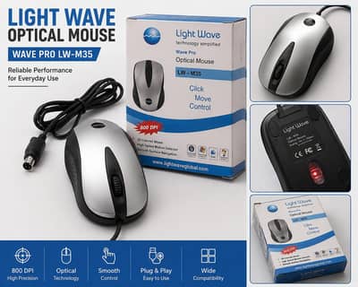 Light Wave Wave Pro LW-M35 Optical Wired Mouse – 800 DPI