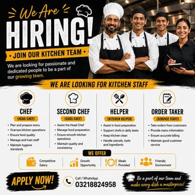 Chef / Second Chef / Helper / Order Taker