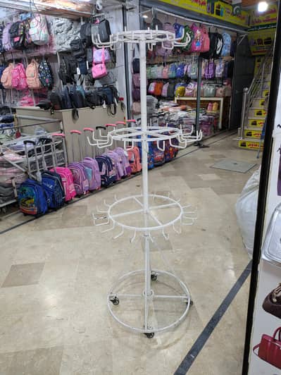 Rotating Metal Display Stand / Revolving Rack for Shop (With Wheels)