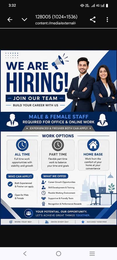 Hiring staff for online and office work