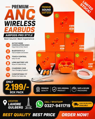 AirPods Pro Style ANC Wireless Earbuds | Premium Sound | Box Pack