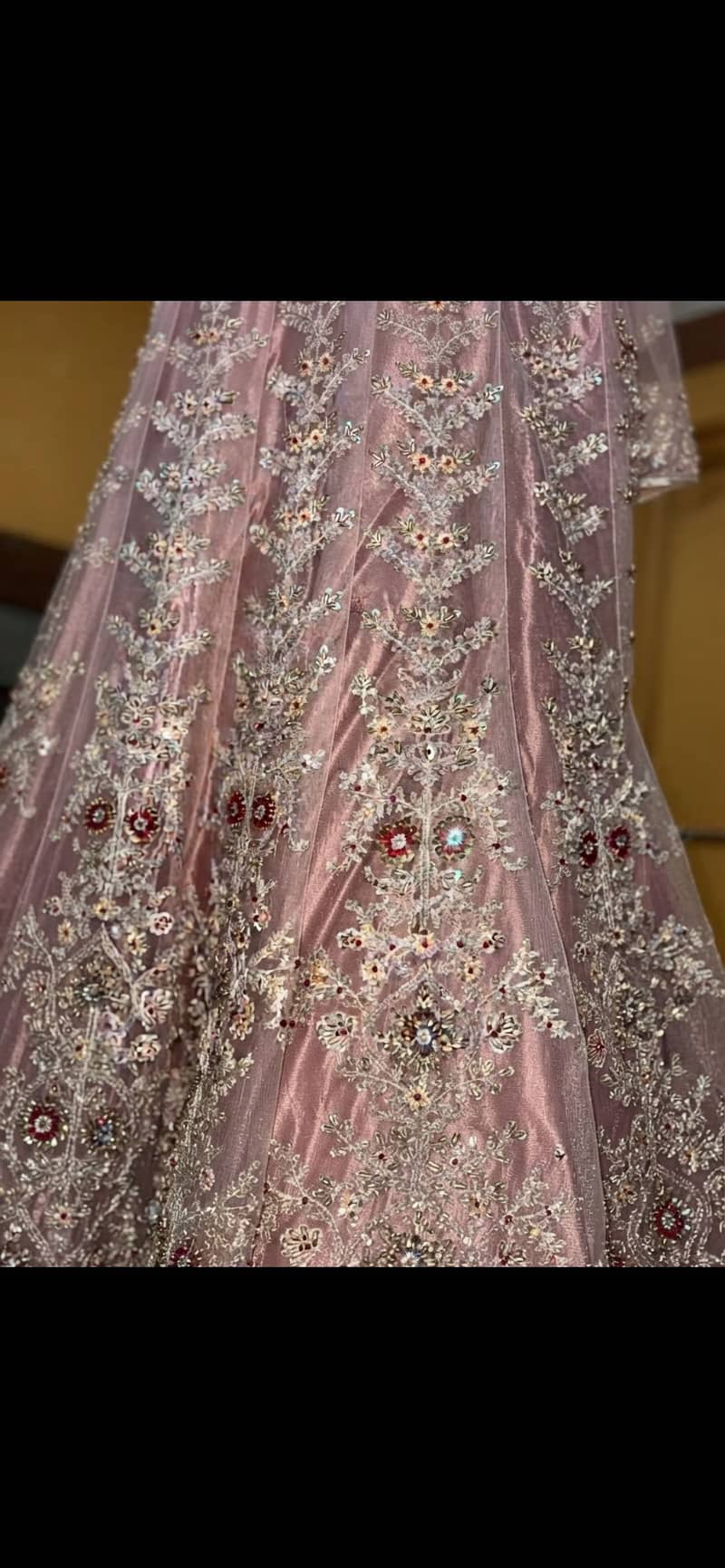 Pink Bridal Maxi | Heavy Embroidered Net Maxi | Large Size 3