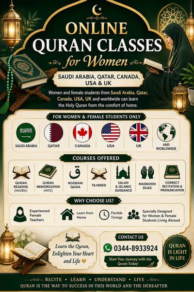Online Quran Classes For woman SudiaArabia,Qatar,canada,USA,Uk