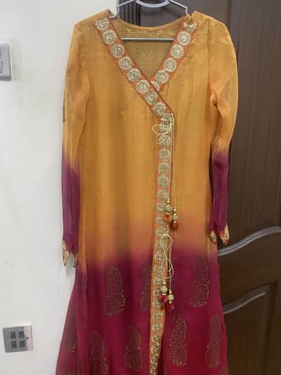 Two tone anghrakha and shaharara set.