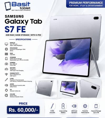 sumsung galaxy tab S7 FE 10/10 condition seld pce