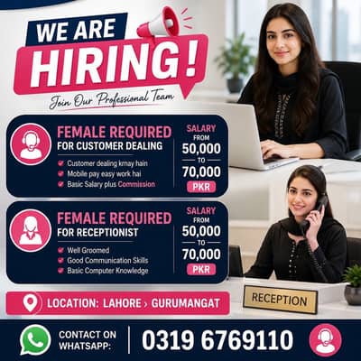 Female Customer Dealing & Receptionist Jobs