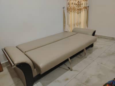 Beige 3-Seater Sofa Cum Bed – Good Condition