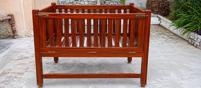 wooden baby bed