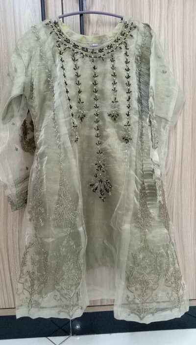 frock trouser organza duppata only one time use