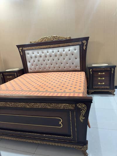 Bed and side table with 8” spring metress