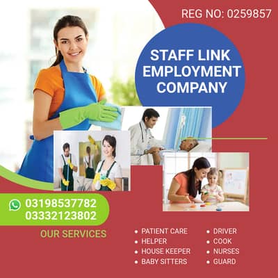 House Maids, Babysitters, Patient Care, Driver, Cook, Nursing Staff