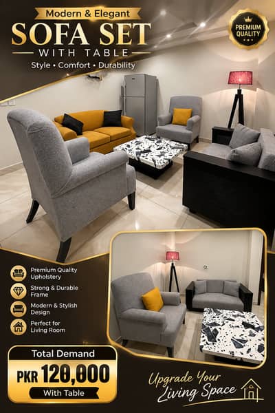 Premium 7-Seater Sofa Set with Center Table - Excellent Condition