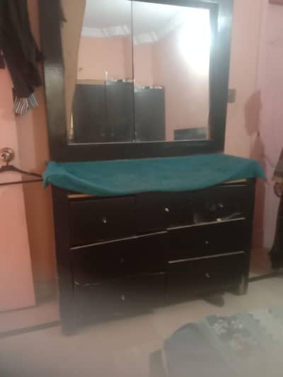 Bed without mattress with side tables and dressing. . For Urgent sale