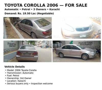 Toyota Corolla XLI 2006