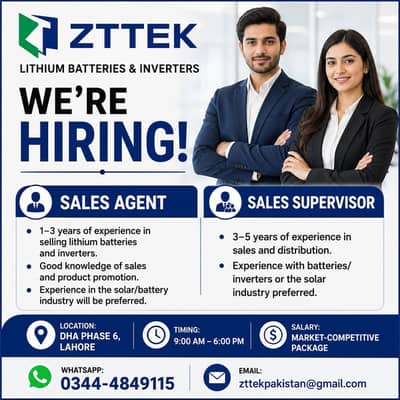 Sales Supervisor Required | Sales Agent | Male & Female Jobs