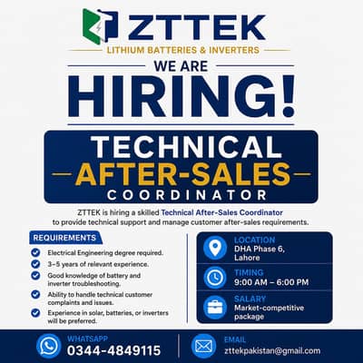 Technical Coordinator Required | After-Sales Coordinator | Jobs