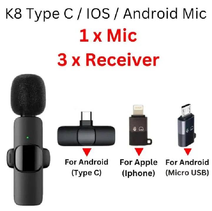 Wireless Mic Type C/IOC/Android/USB/AUX 2