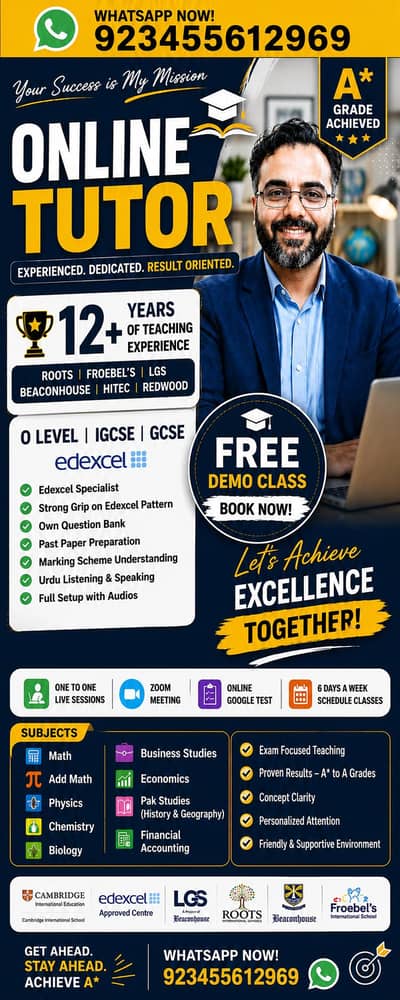 13 Year Experience online Tutor for IGCSE/O level/GCSE Edexcel