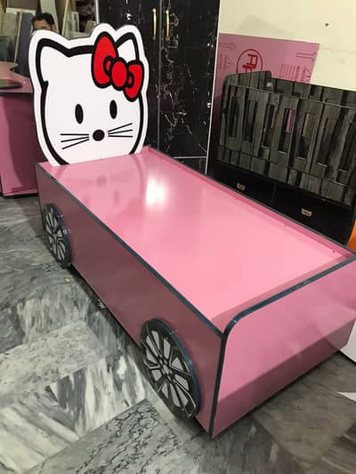 Kitty Kids Bed Pink Color In Gujranwala | Single Bed For Kids