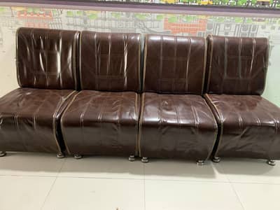 4 Brown Leather Sofa Chairs