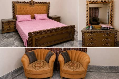 Bedroom furniture bed_ dressing table& sofas & and crockery cabinet