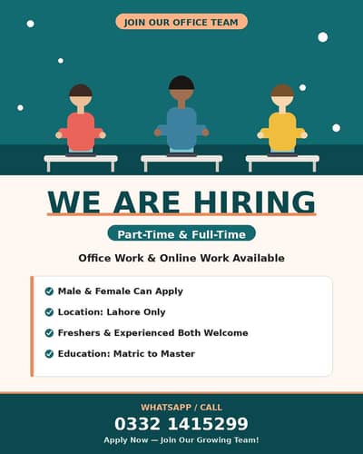 "Office Staff Needed in Lahore – Friendly Team, Apply Today