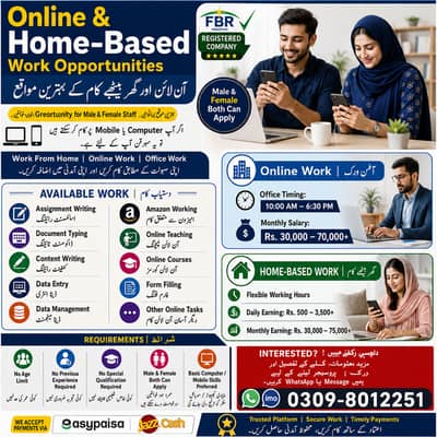 Online Jobs, Assignment Writing, Data Entry, Typing job, Part Time Job