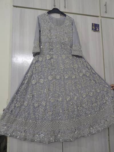 Silver Grey maxi, made from purana qilla, kutdana work, medium