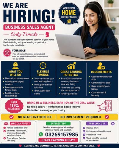 Female Business Sales Agent – Work From Home