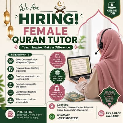 Female Quran Tutors Required
