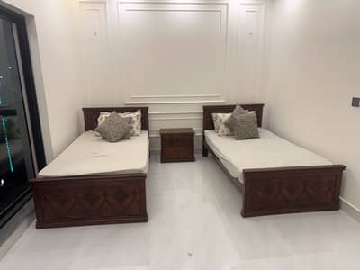 Solid wood bed in good condition.