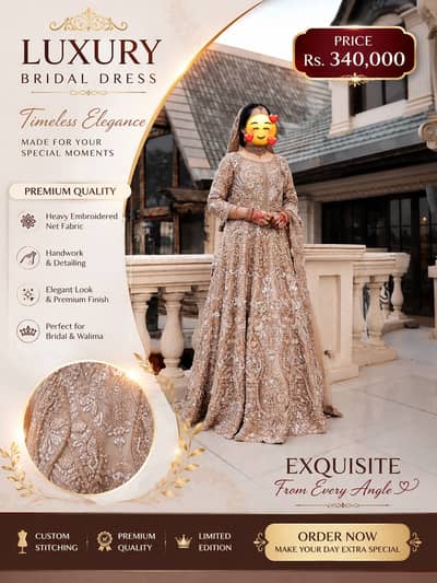 Luxury Bridal Dress / Wedding Maxi | Heavy Embroidered Designer Brida