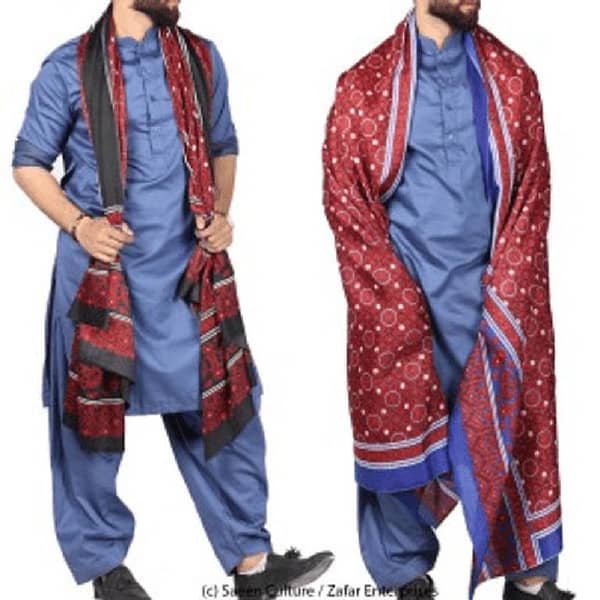 Ajrak shawl/Ajrak shawl for men/Poly silk ajrak sawal for men